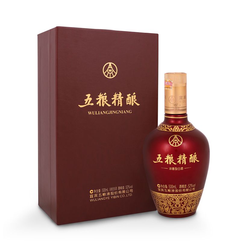 五粮液股份五粮精酿52度500ml*6瓶中国红普装版整箱装